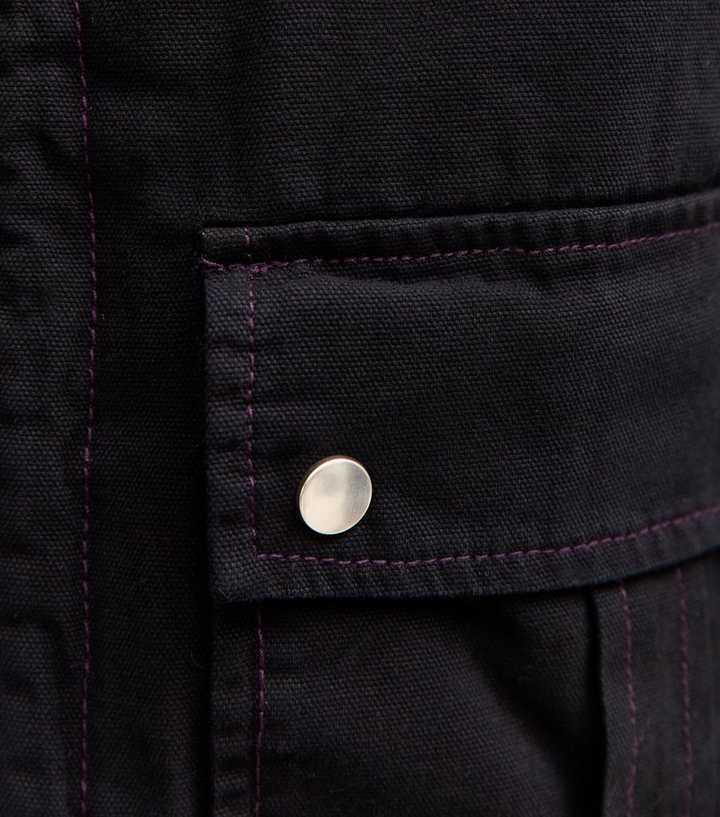 Black Contrast Collar Cropped Barn Jacket