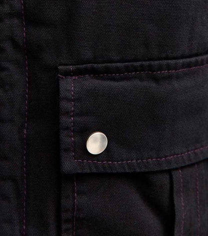 Black Contrast Collar Cropped Barn Jacket