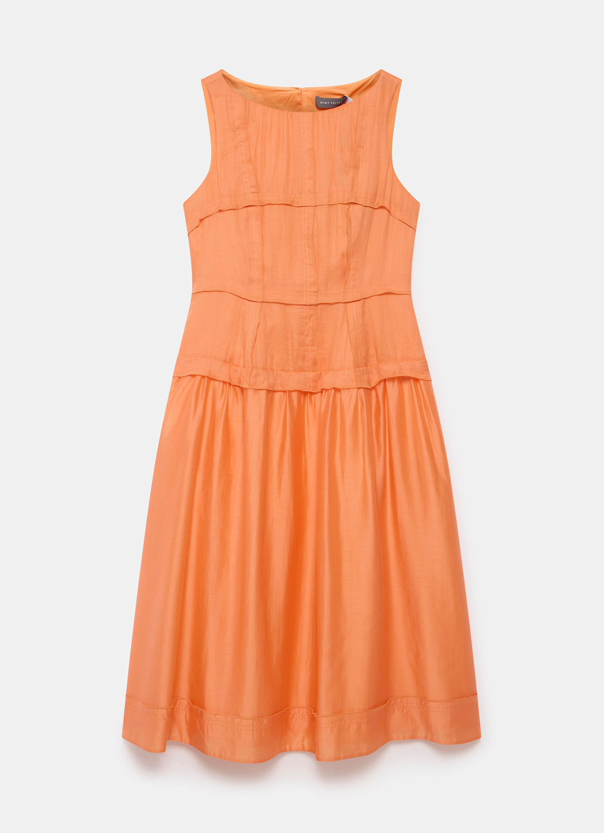 Orange Drop Waist Midi Dress