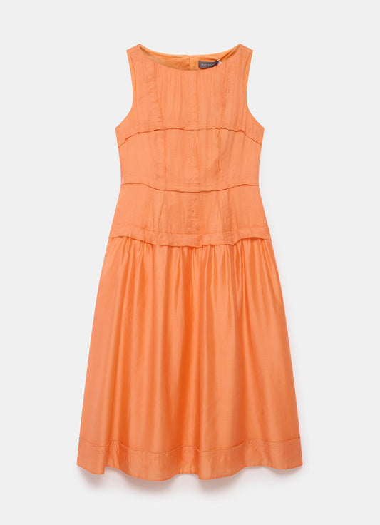 Orange Drop Waist Midi Dress