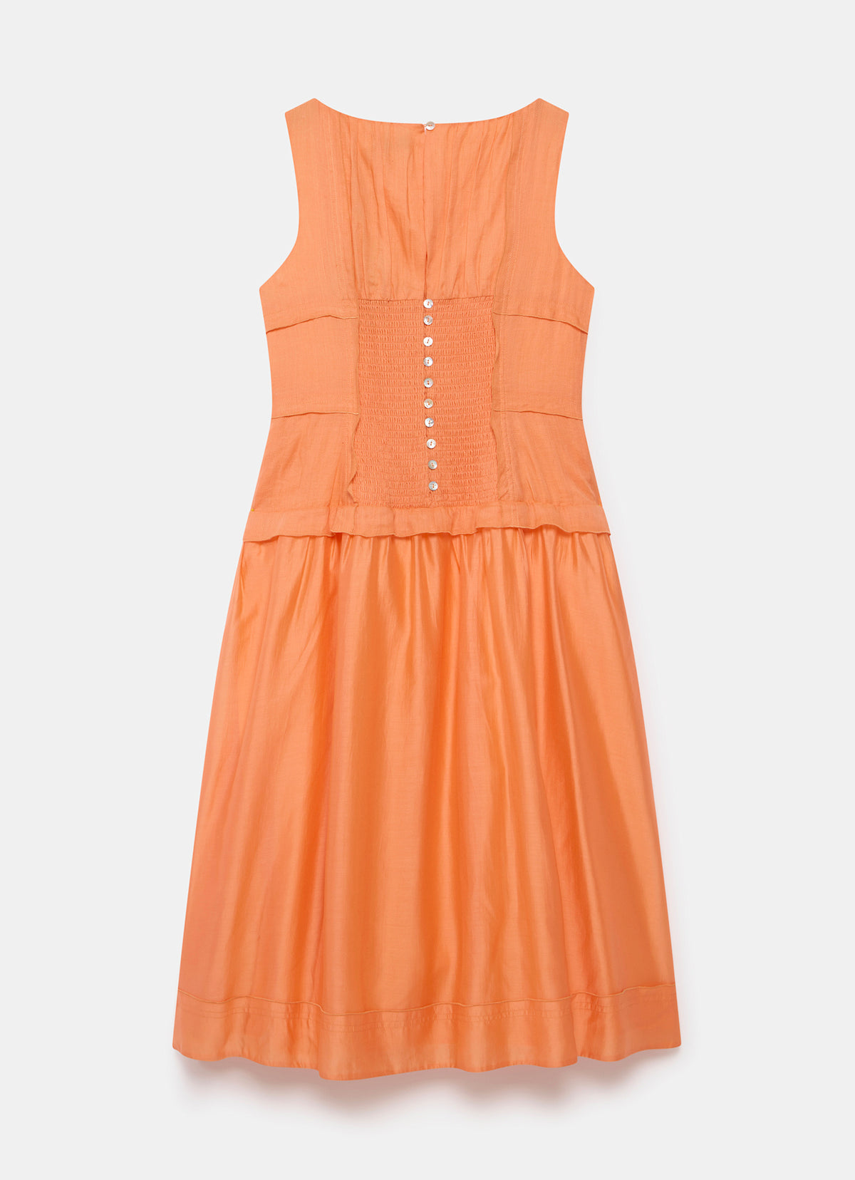 Orange Drop Waist Midi Dress