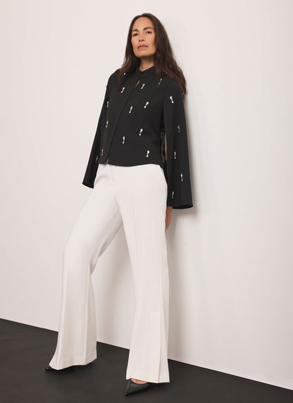 Black Embellished Cape Top