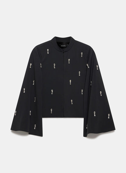 Black Embellished Cape Top