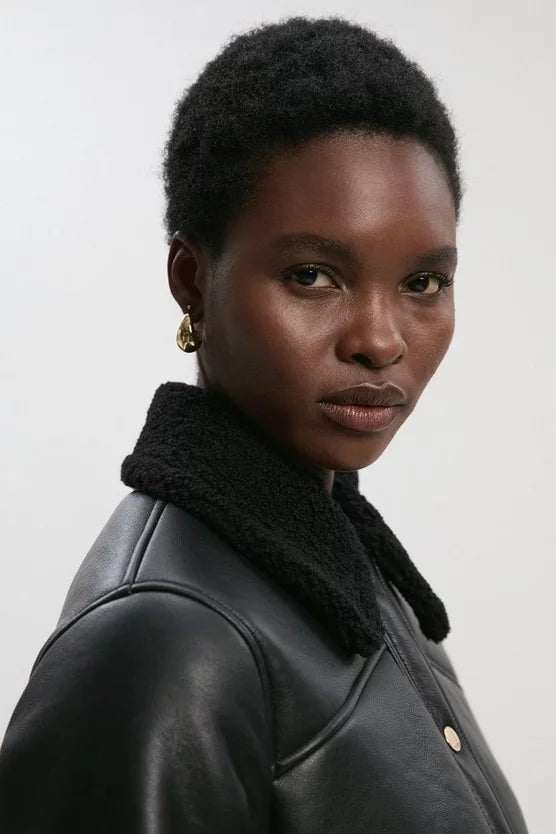 Faux Fur Collar Waisted Coat