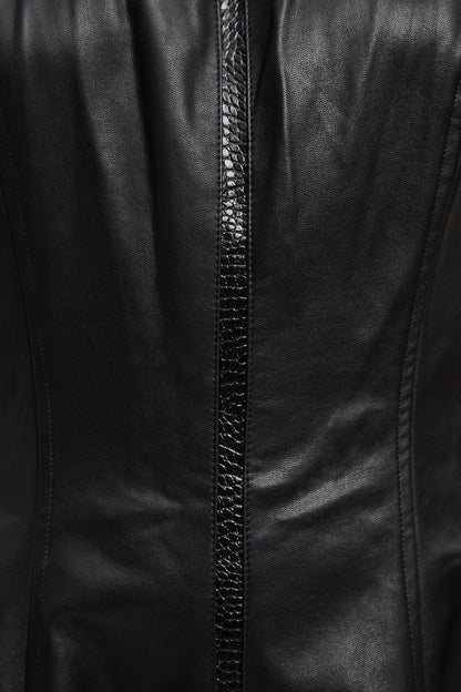 Faux Leather Croc Full Midi Dress