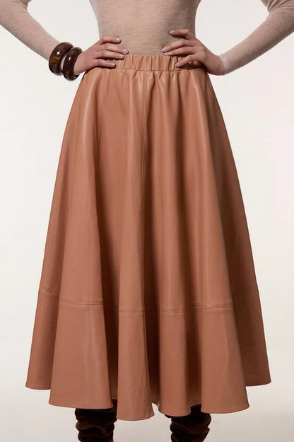 Faux Leather Full Maxi Skirt