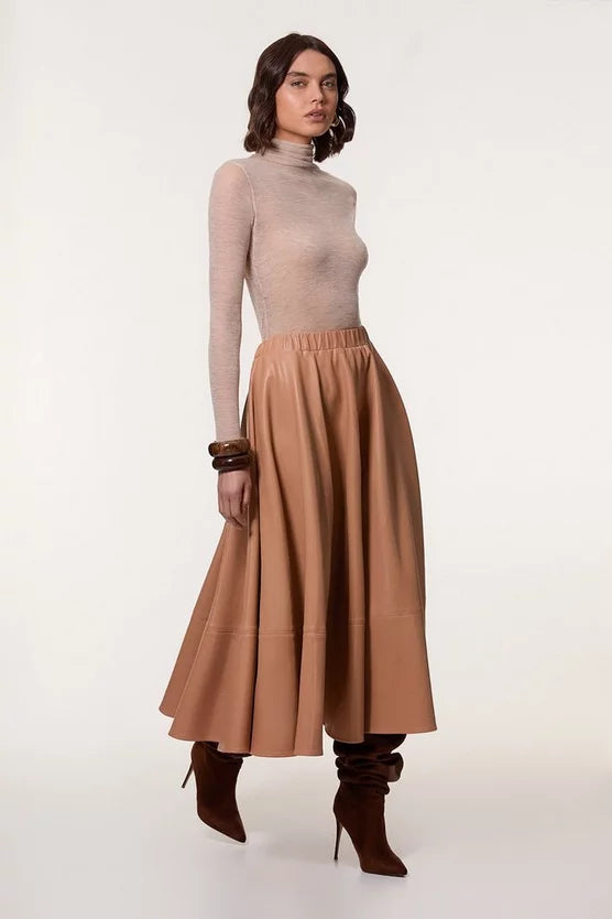 Faux Leather Full Maxi Skirt