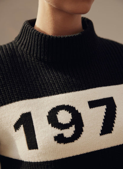 Black Cotton Blend Graphic Knit Jumper