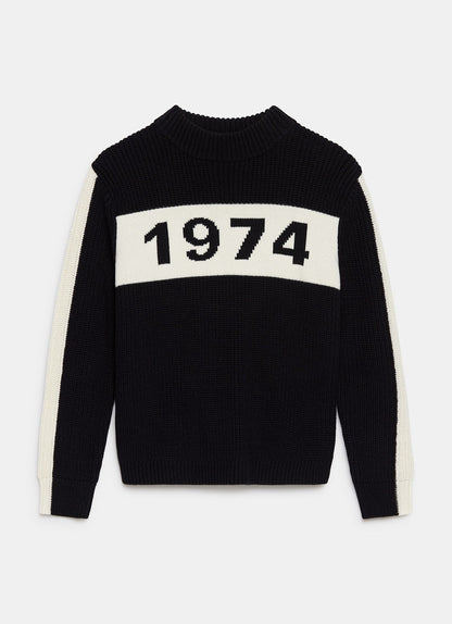 Black Cotton Blend Graphic Knit Jumper