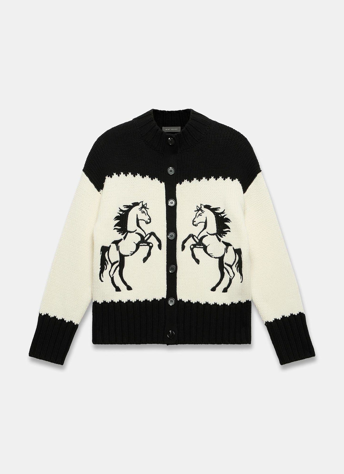 Black Cotton Blend Horse Cardigan