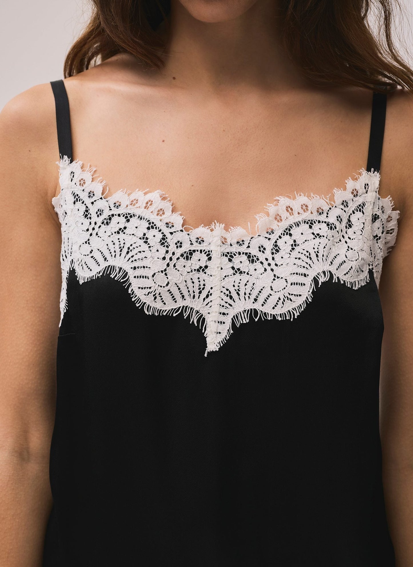 Black Satin Lace Camisole Top