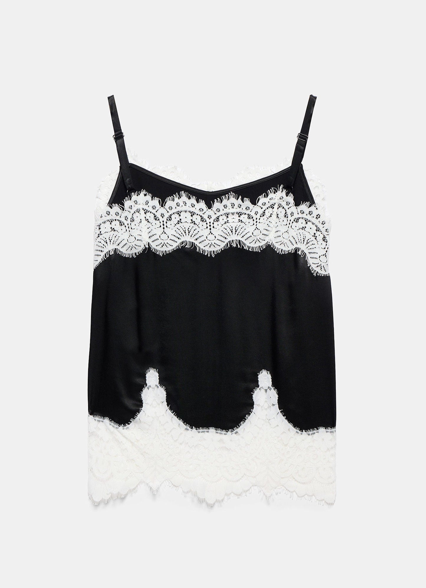 Black Satin Lace Camisole Top