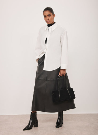 Black Leather Midi Skirt