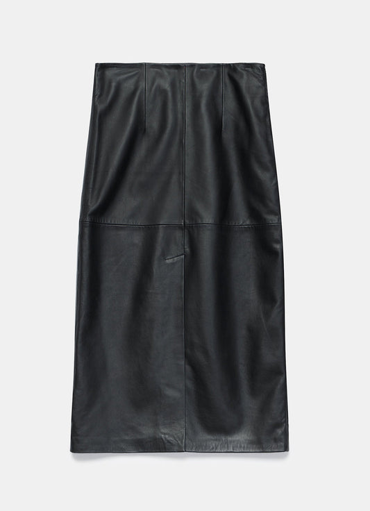 Black Leather Midi Skirt