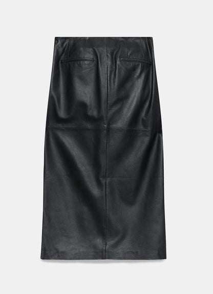 Black Leather Midi Skirt