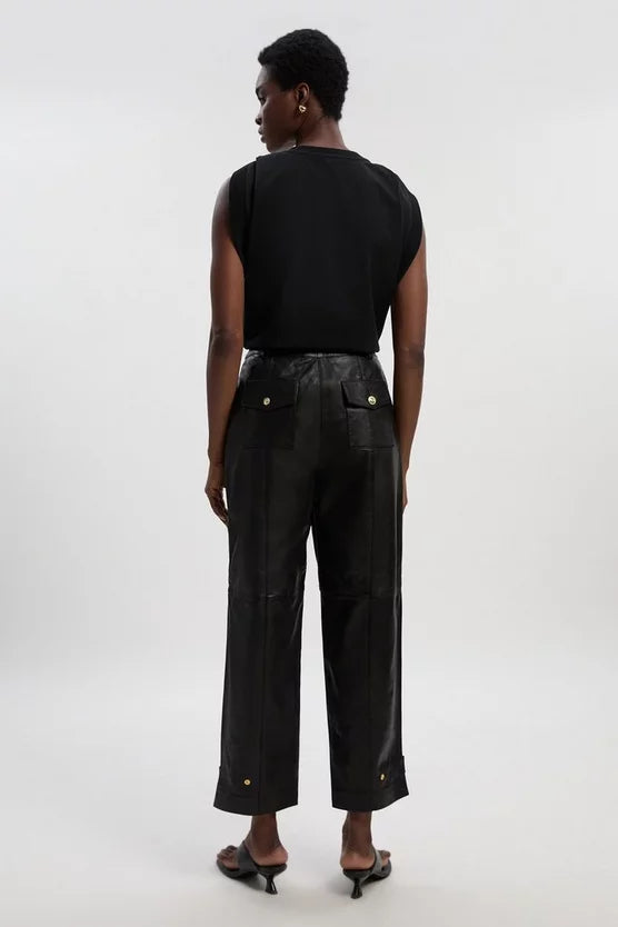 Leather Hem Detail Trouser