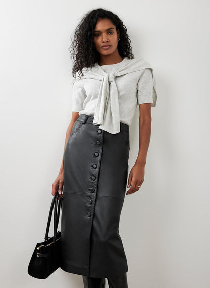 Black Leather Midi Skirt