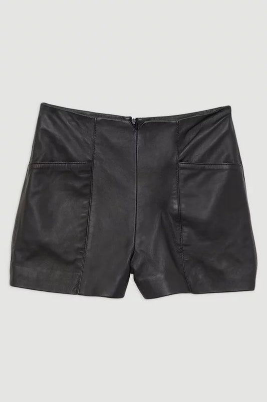 Leather Notch Detail Mini Shorts