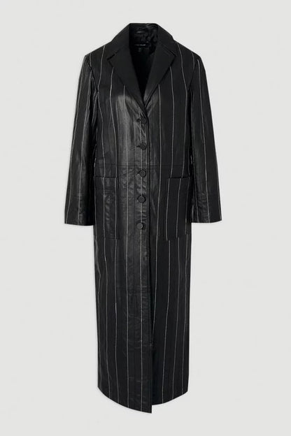 Leather Pinstripe Stitch Coat