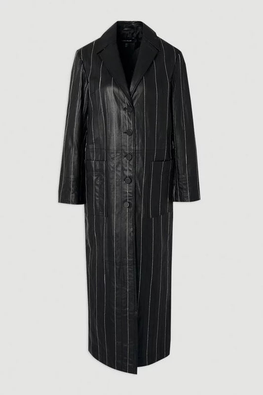 Leather Pinstripe Stitch Coat