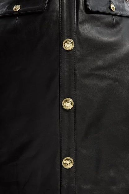 Leather Pocket Belted Mini Dress
