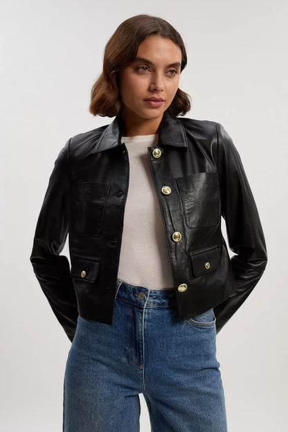 Leather Pocket Tailored Jacket