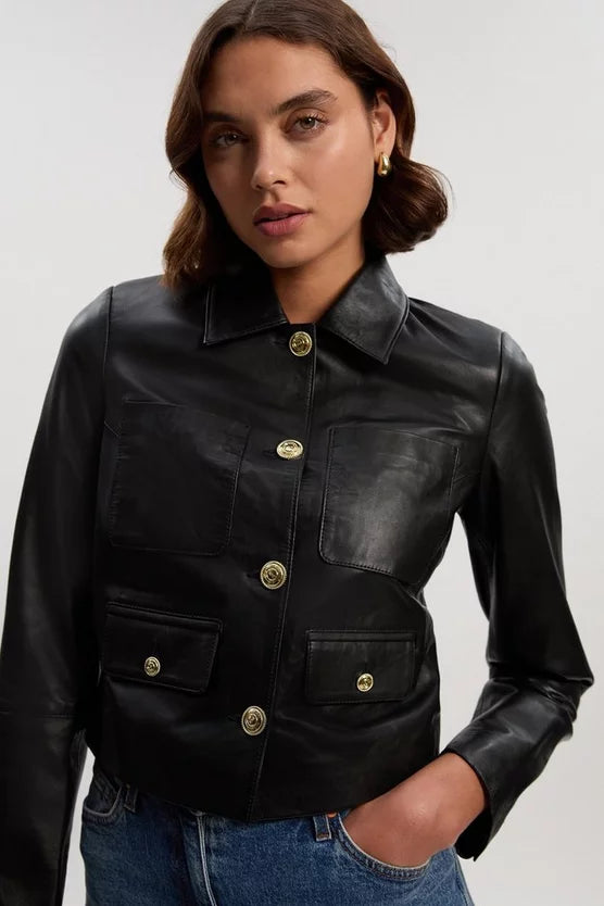 Leather Pocket Tailored Jacket