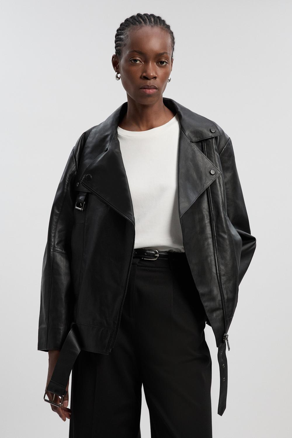 Leather Relaxed Biker Jacket