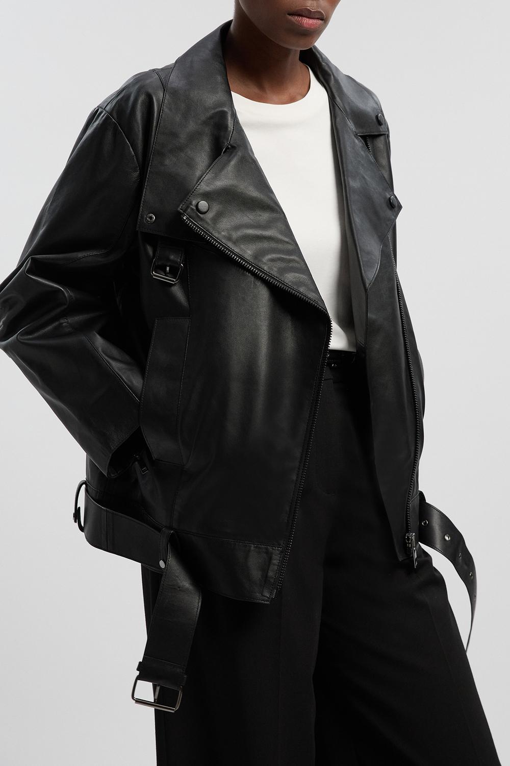 Leather Relaxed Biker Jacket