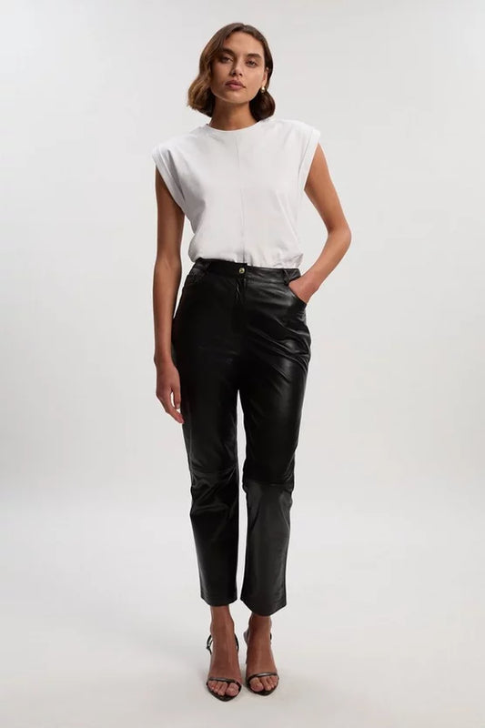 Leather Straight Leg Trouser