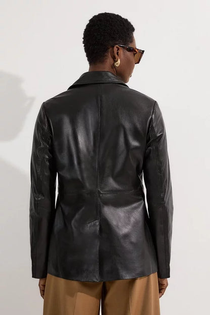 Leather Tailored Single Breasted Blazer