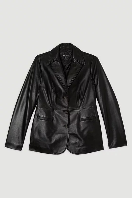 Leather Tailored Single Breasted Blazer