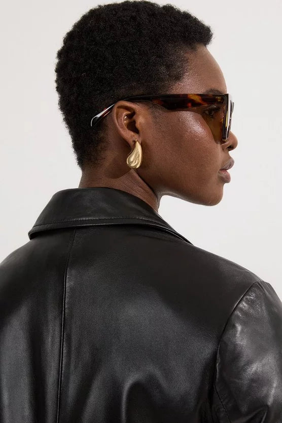 Leather Tailored Single Breasted Blazer
