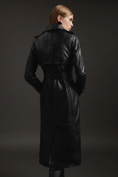 Leather Trench Belted Mac Midi Coat