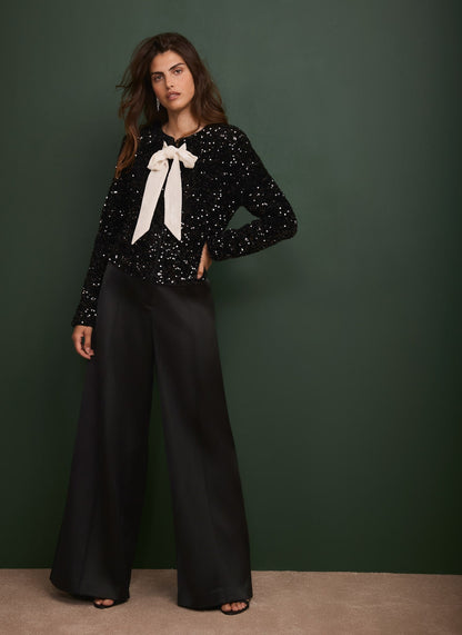 Black Sequin Bow Detail Jacket