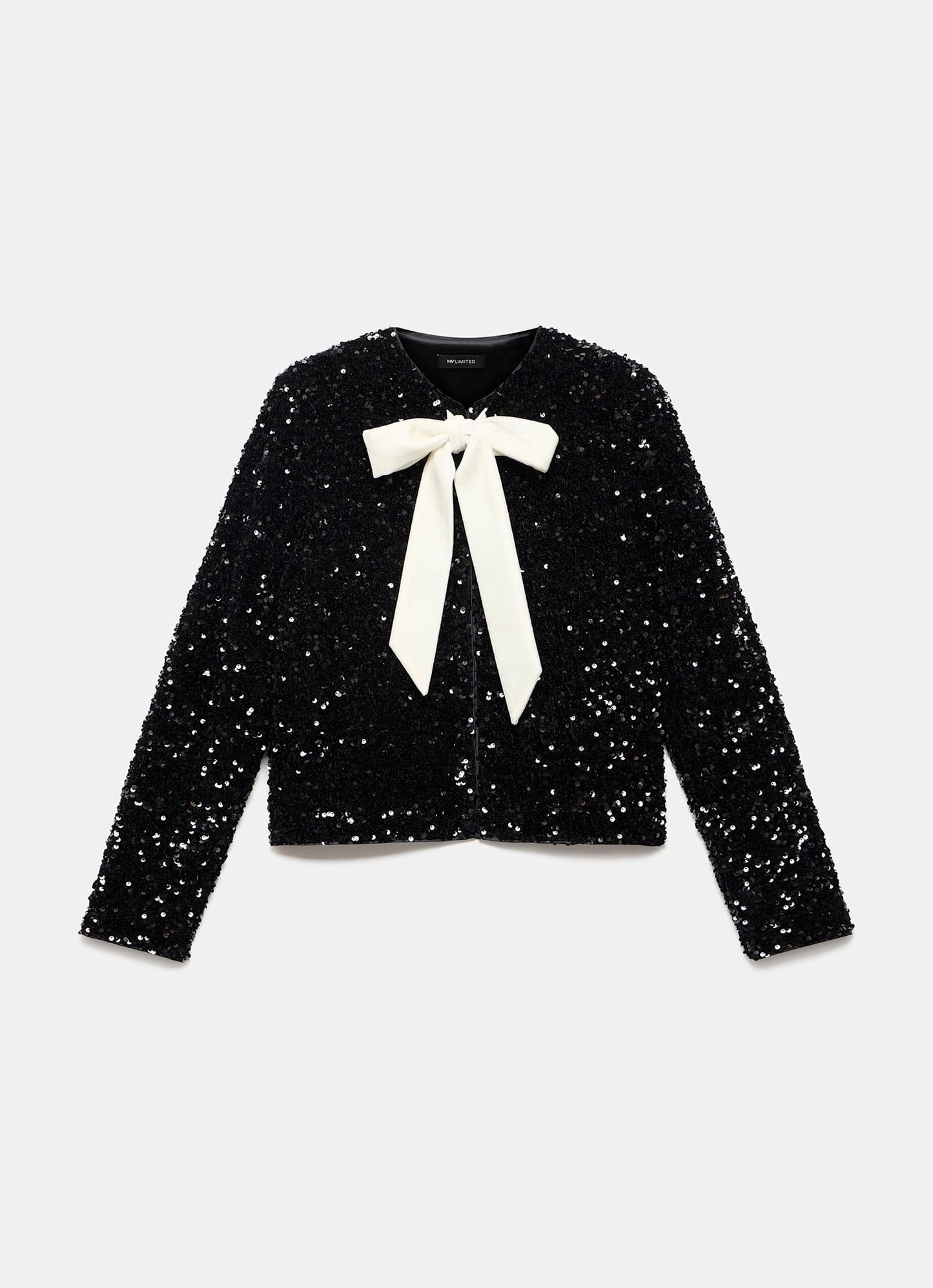 Black Sequin Bow Detail Jacket