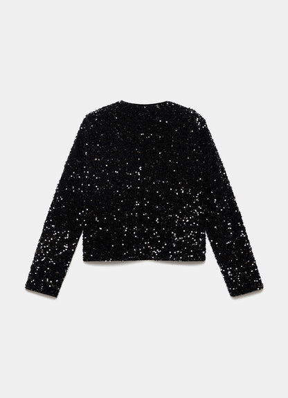 Black Sequin Bow Detail Jacket