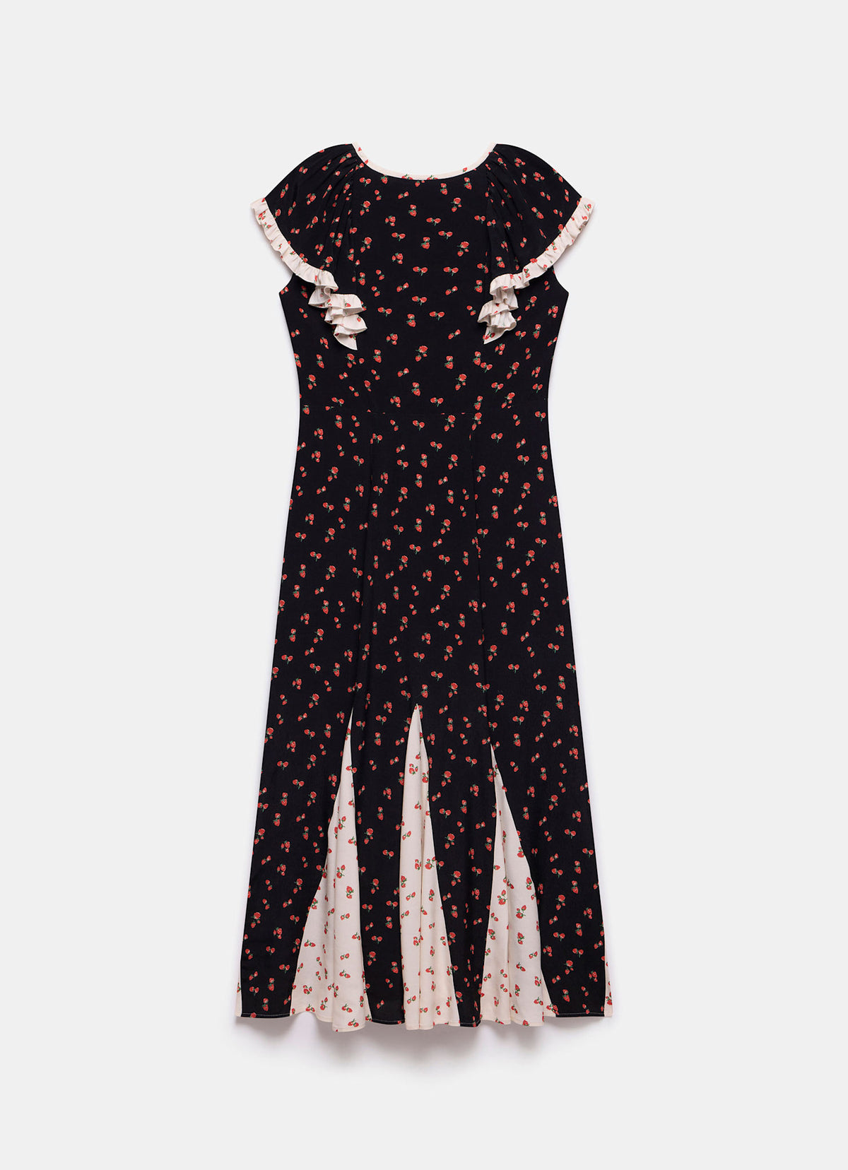 Black Strawberry Print Maxi Dress