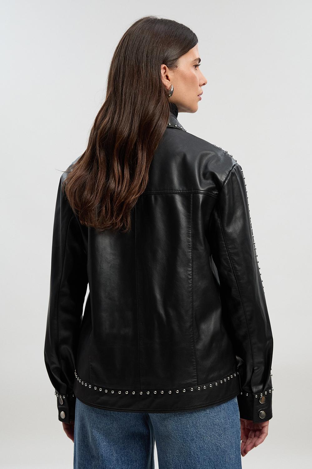 Studded Leather Tailored Jacket