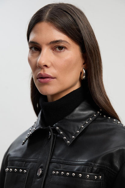 Studded Leather Tailored Jacket