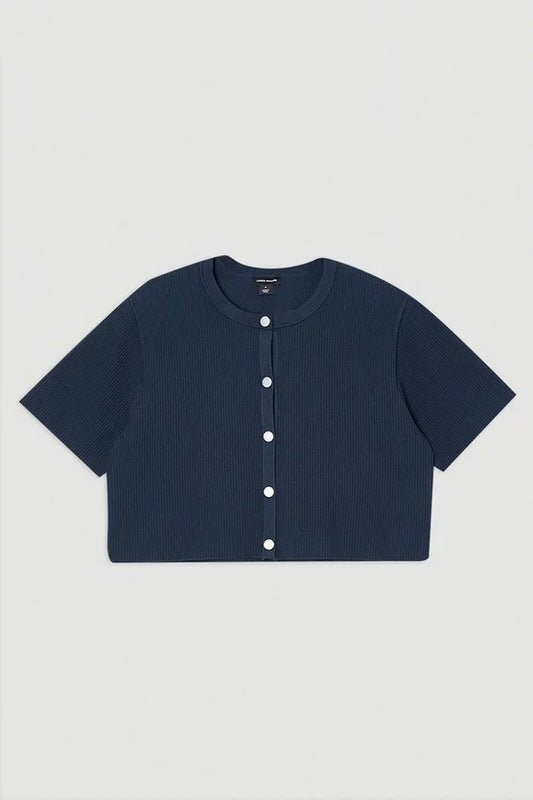Ottoman Stitch Short Sleeve Knitted Cardi