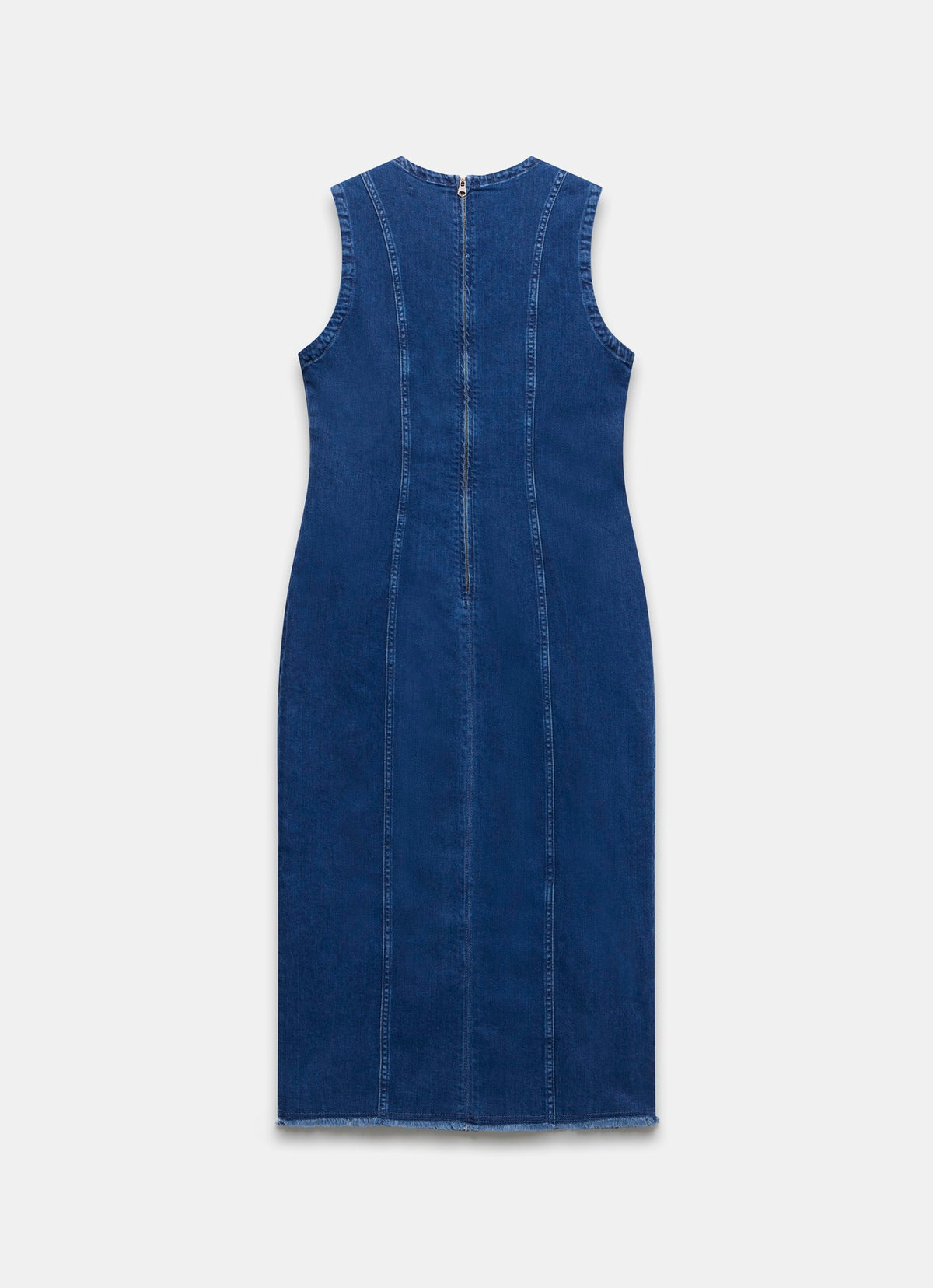 Blue Sleeveless Denim Midi Dress