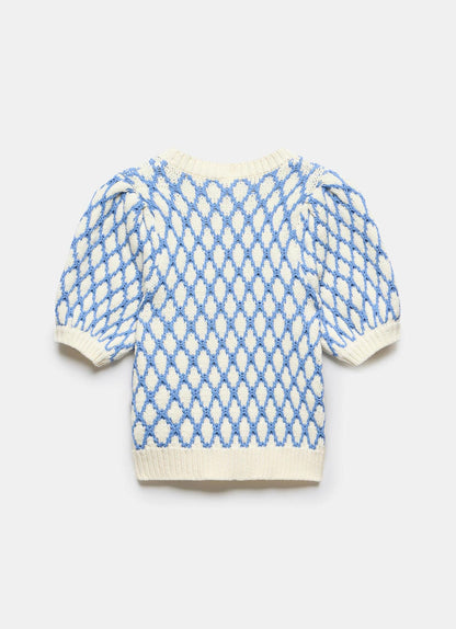 Blue Graphic Knit Top