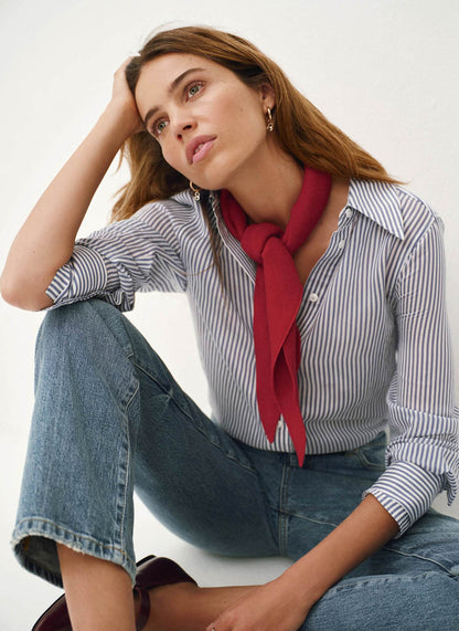 Blue Striped Longline Shirt