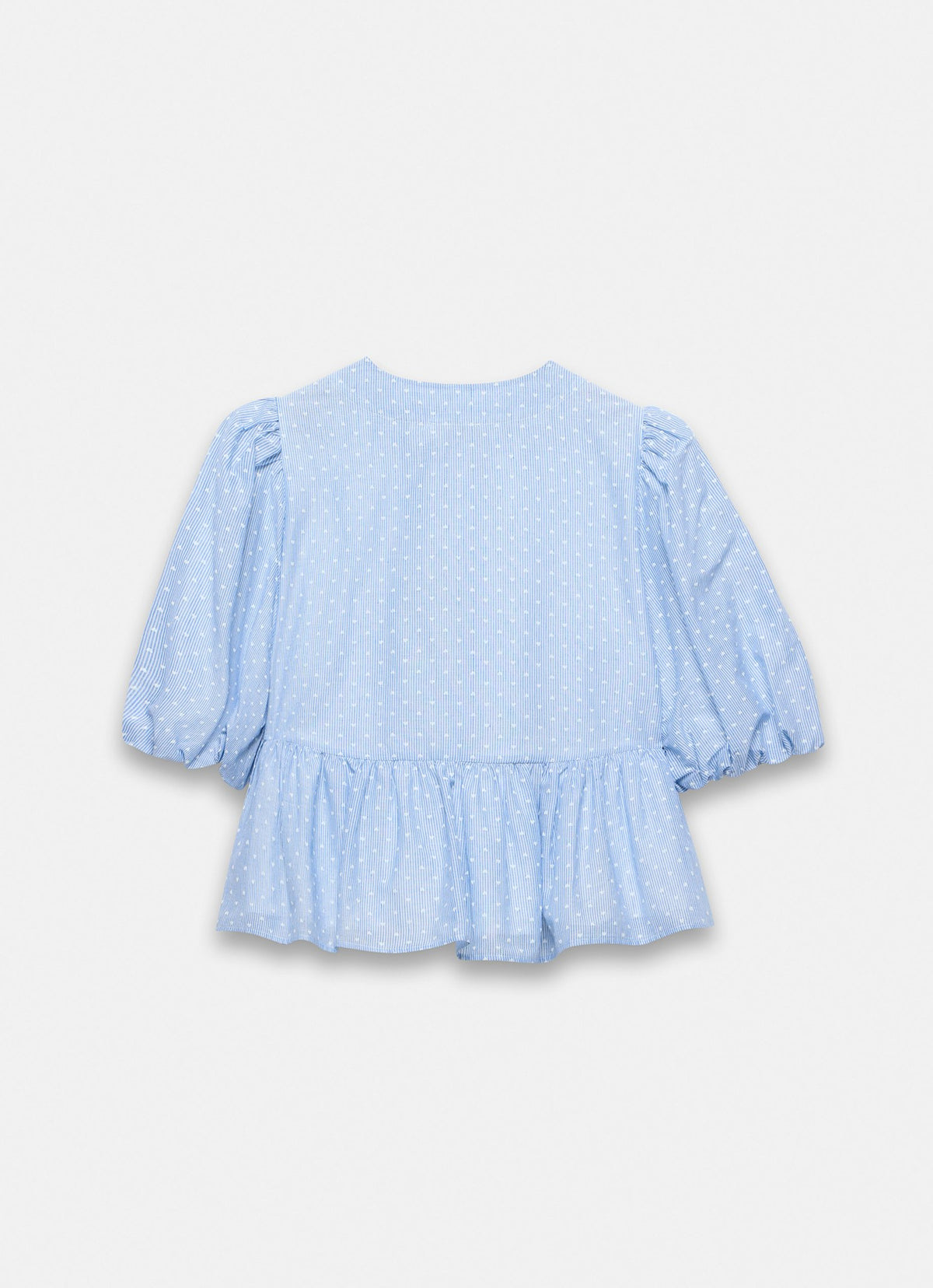 Blue Striped Puff Sleeve Top