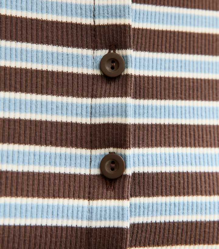 Blue Striped Crew Neck Cardigan