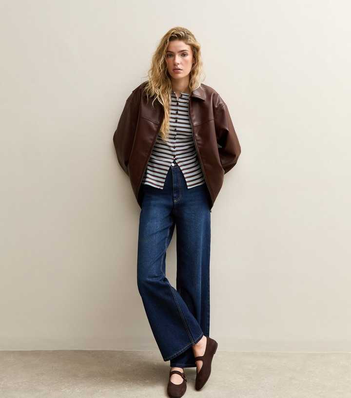 Blue Striped Crew Neck Cardigan