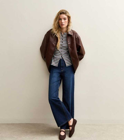 Blue Striped Crew Neck Cardigan