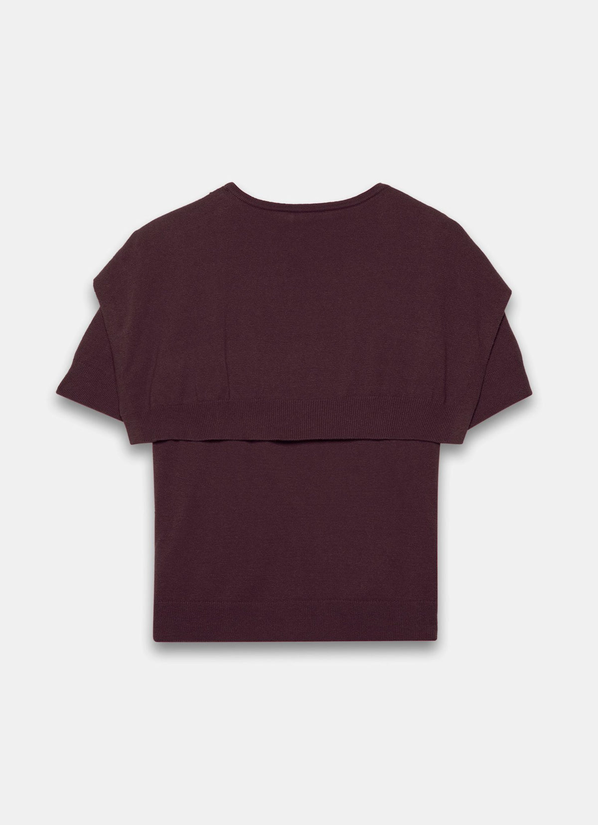 Burgundy Cotton Blend Scarf Detail Knit Top