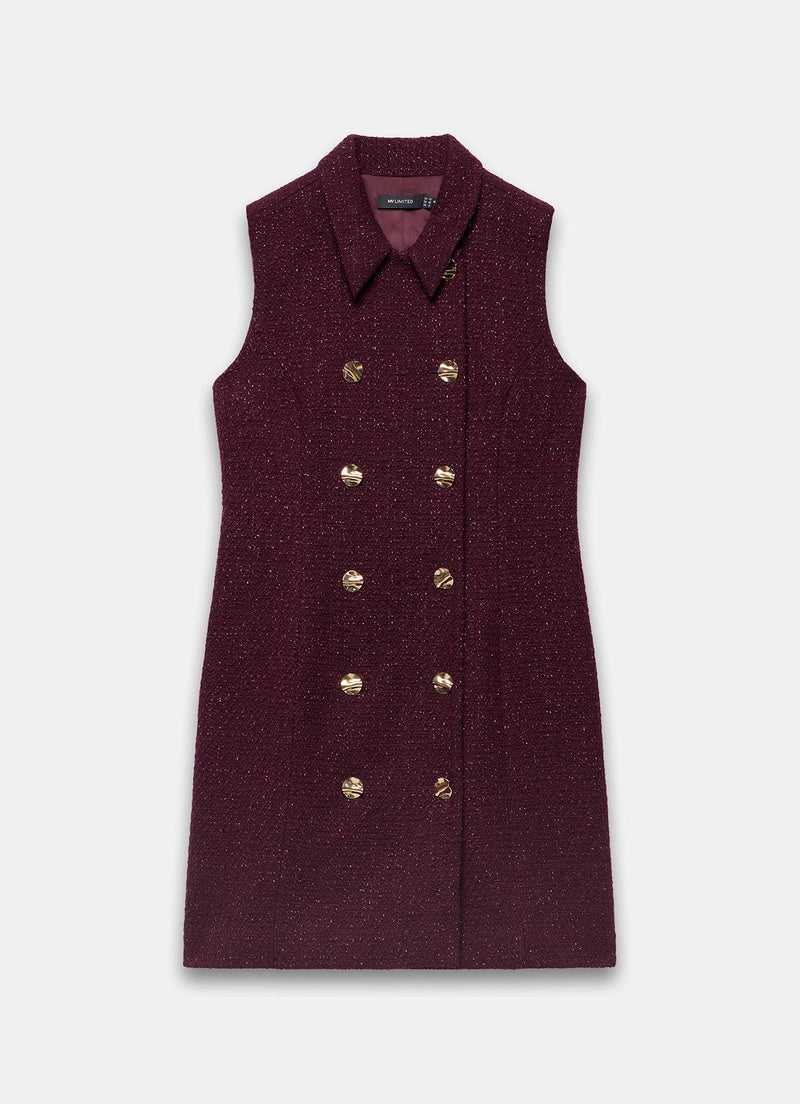 Burgundy Boucle Mini Shift Dress